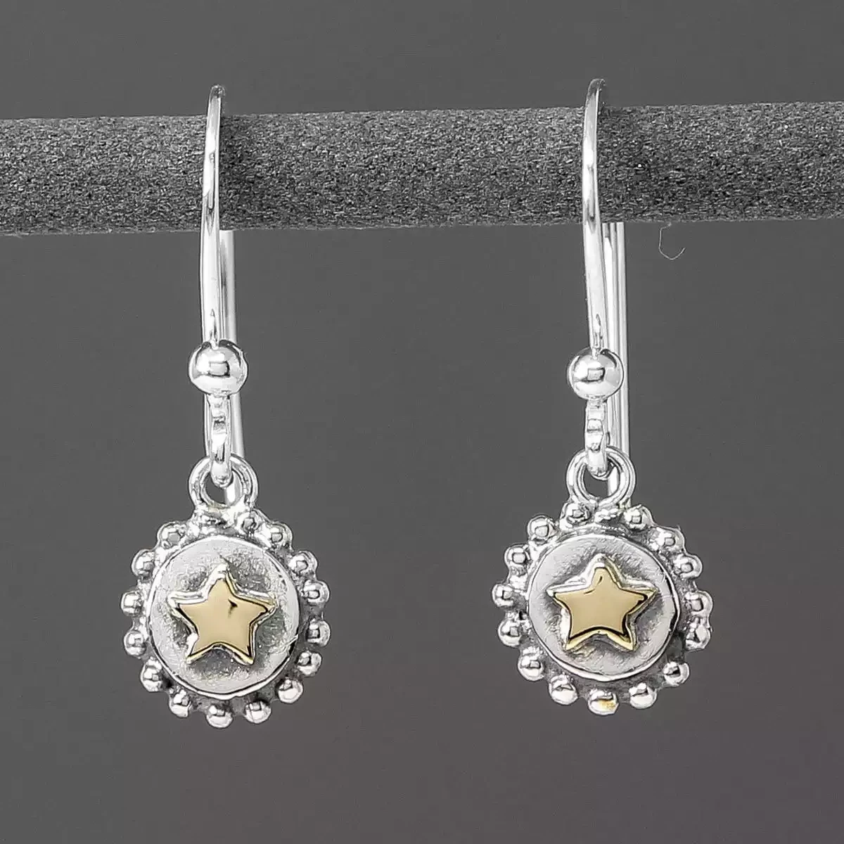 Reach for the Stars Silver and Gold Little Drop Earrings by Linda Macdonald