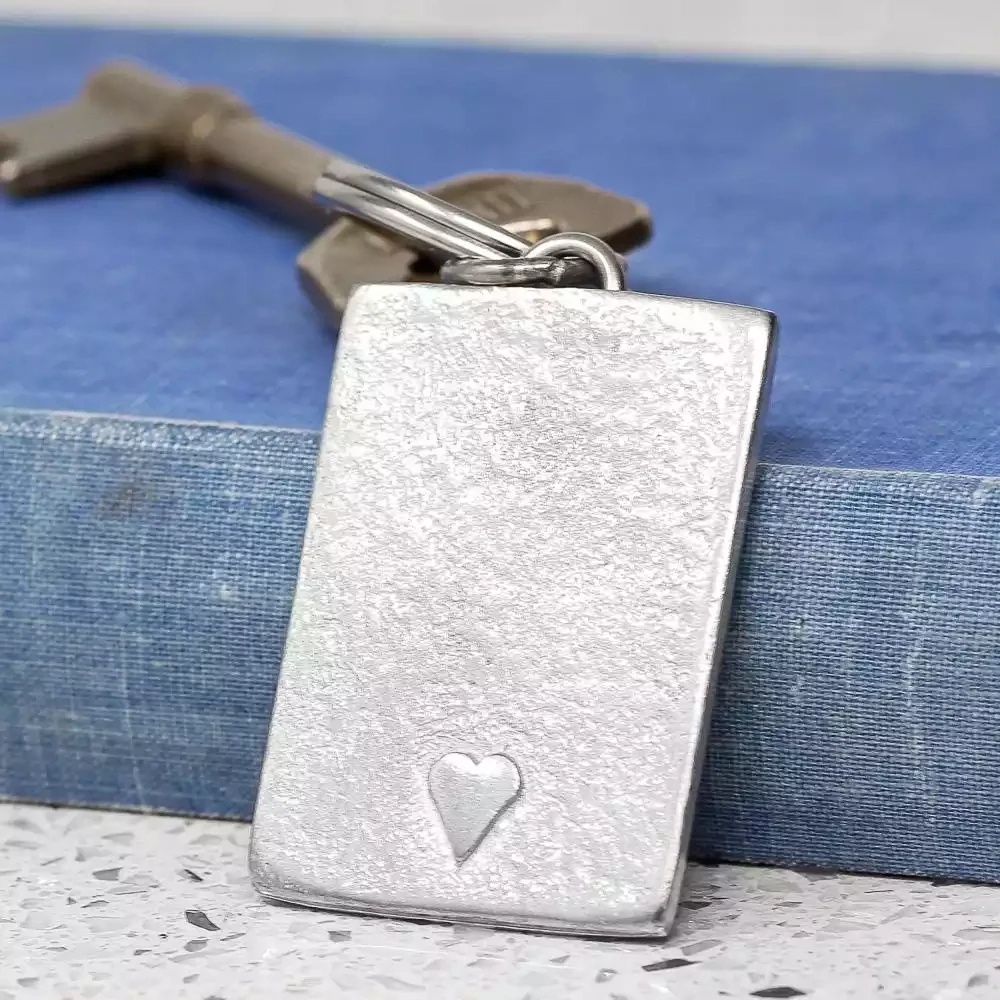 Raised Heart Pewter Keyring by Lancaster and Gibbings