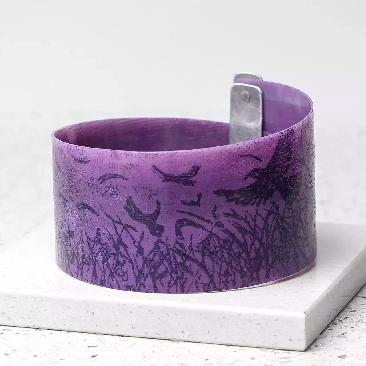 Recycled Plastic Wraparound Cuff Bracelet - Rookery Purple by Anna Roebuck