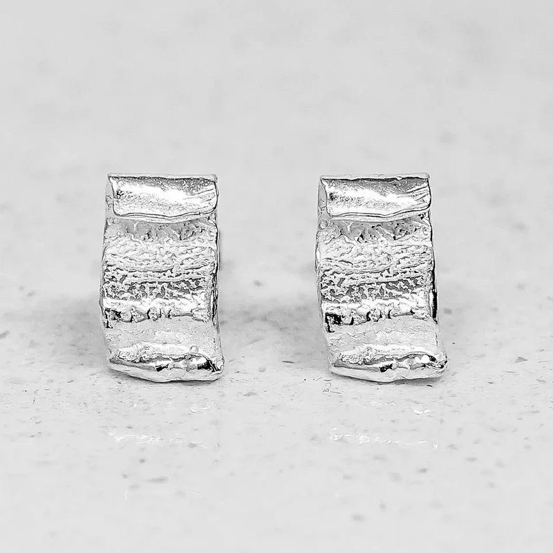 Ribbon Silver Stud Earrings - Small by Silverfish