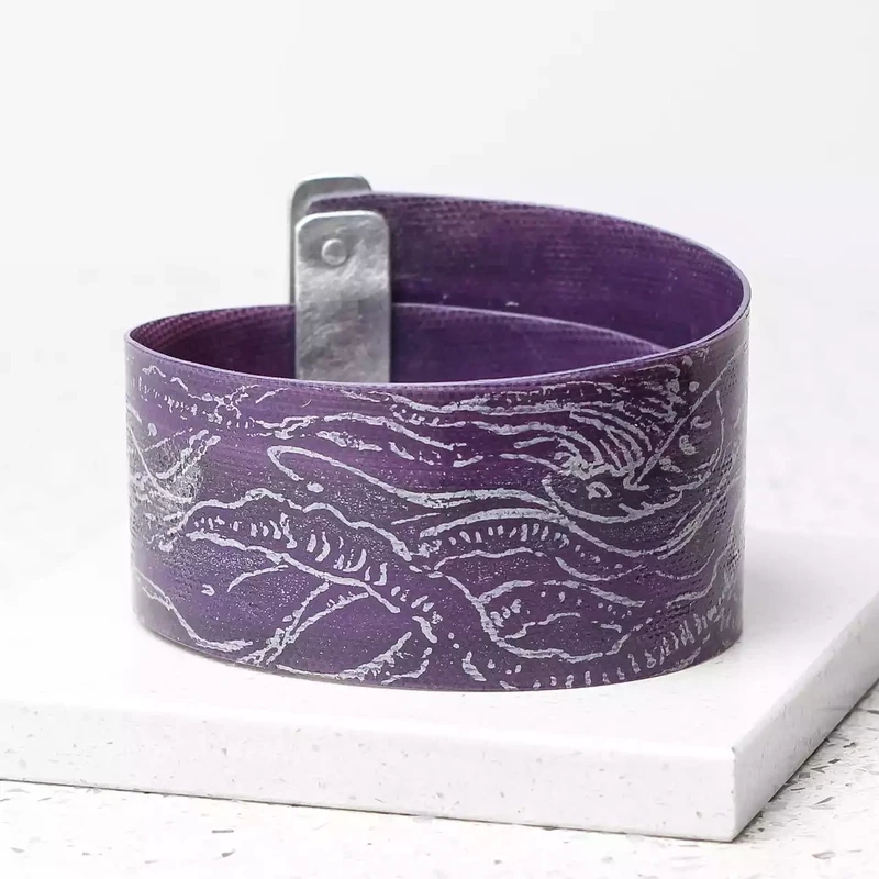 Recycled Plastic Wraparound Cuff Bracelet - Jellyfish Purple by Anna Roebuck
