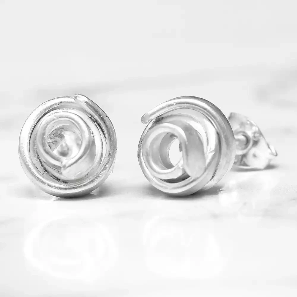 Ribbon Silver Studs - Large by Fiona Mackay