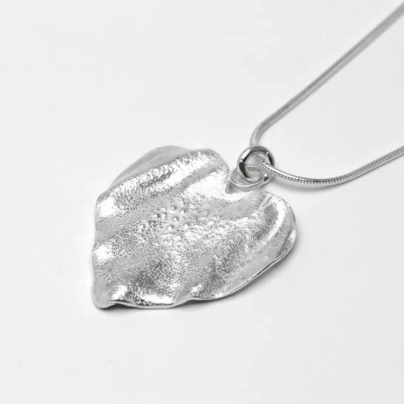 Ribbon Heart Silver Pendant - Large by Silverfish