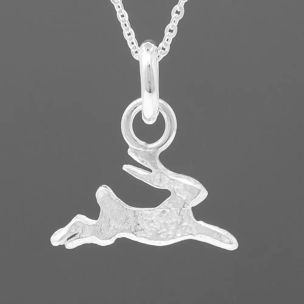 Running Hare Silver Charm Pendant - Small by Fi Mehra