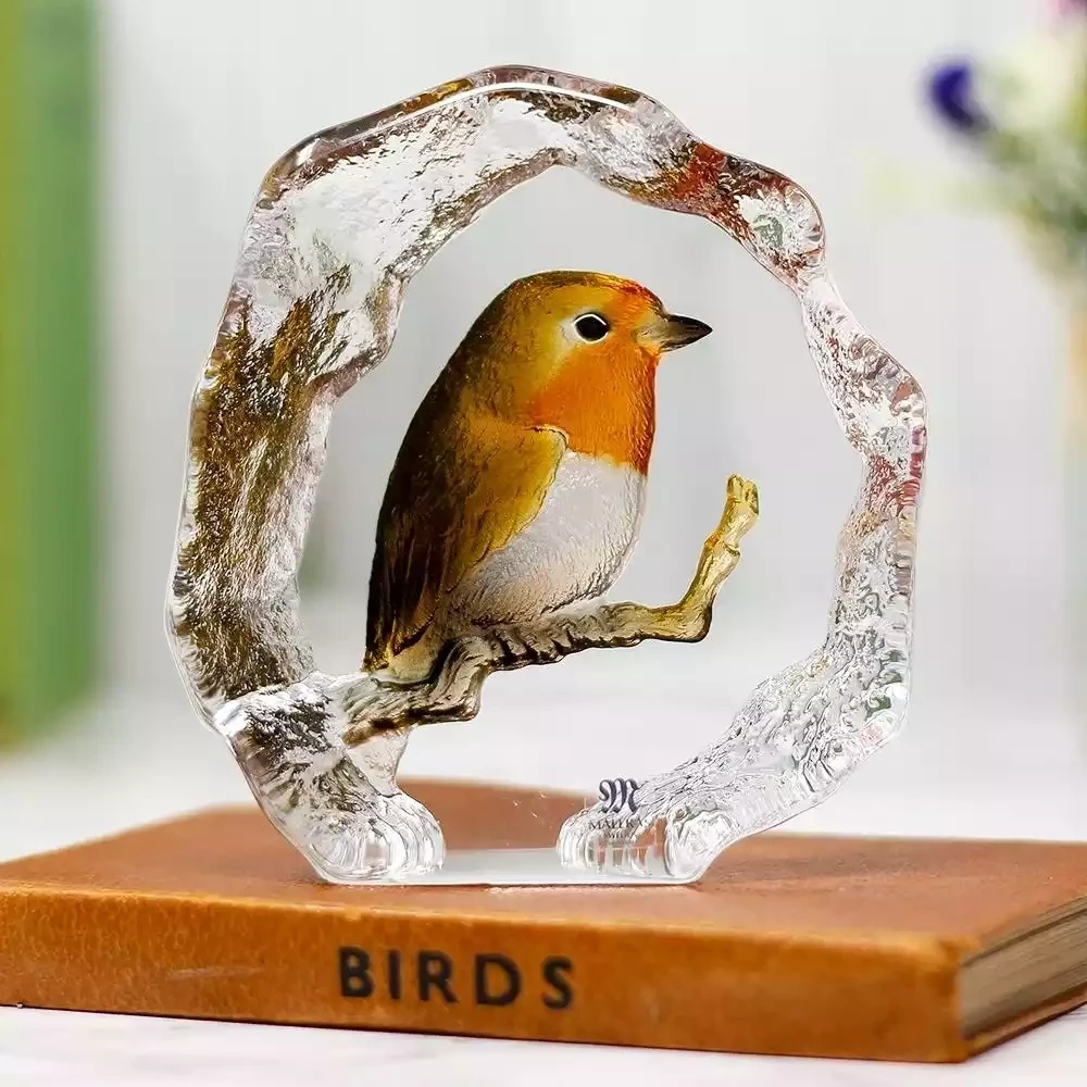 Robin Glass Sculpture by Mats Jonasson