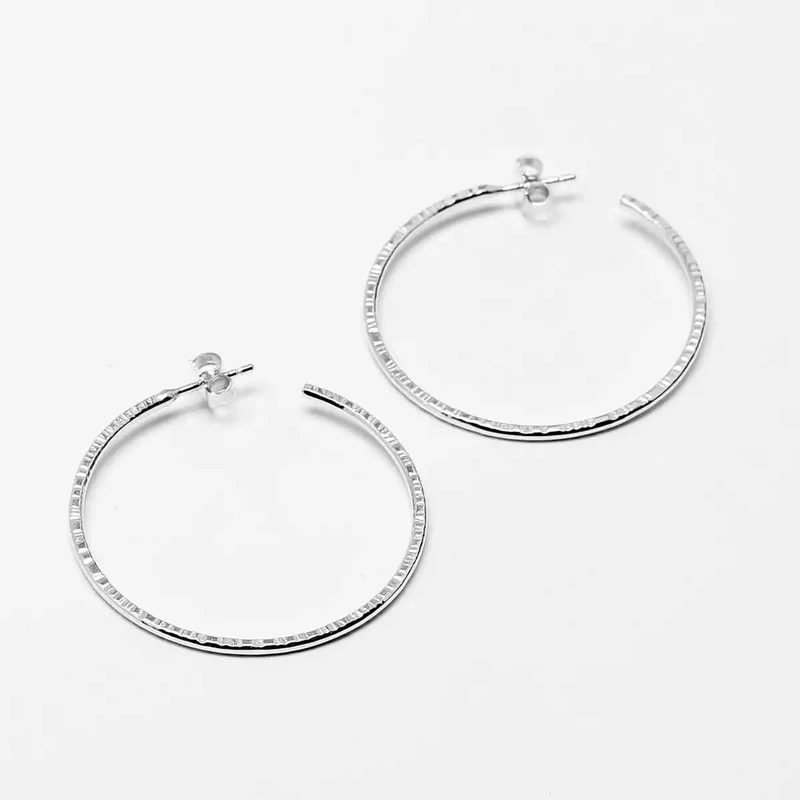 Round Silver Hoop Earrings - Large by Tara Kirkpatrick