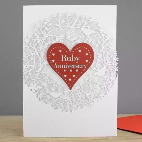 Ruby 40th Anniversary Laser-cut-card