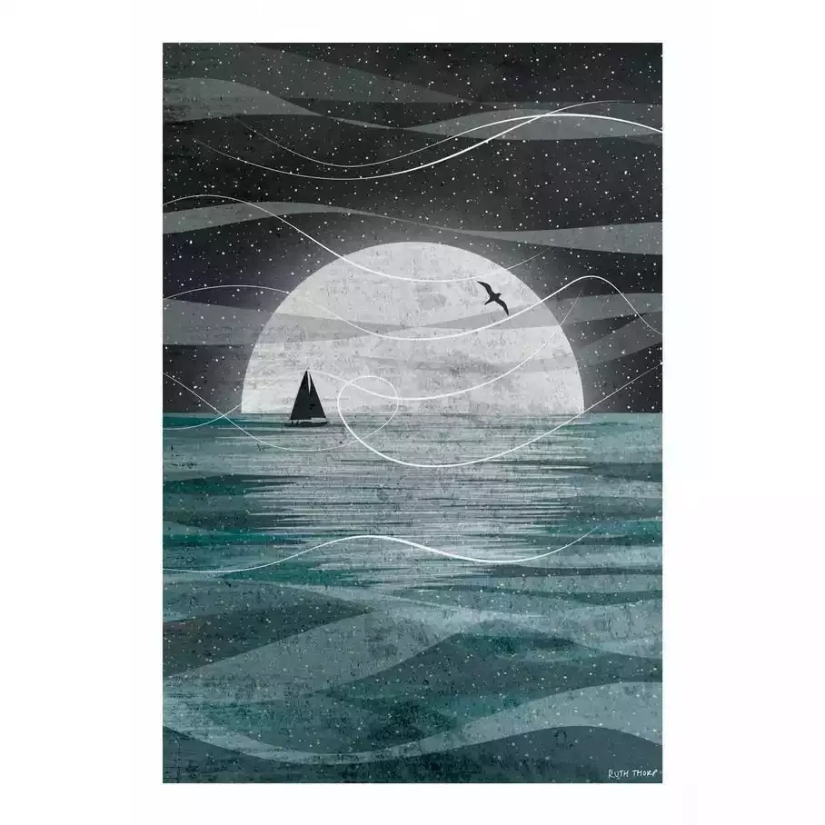 Sail on the Moon - Unframed A3 Print by Ruth Thorp