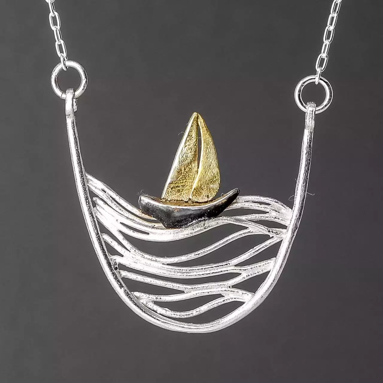 Sailing by Silver and Gold Plated Necklace by Xuella Arnold