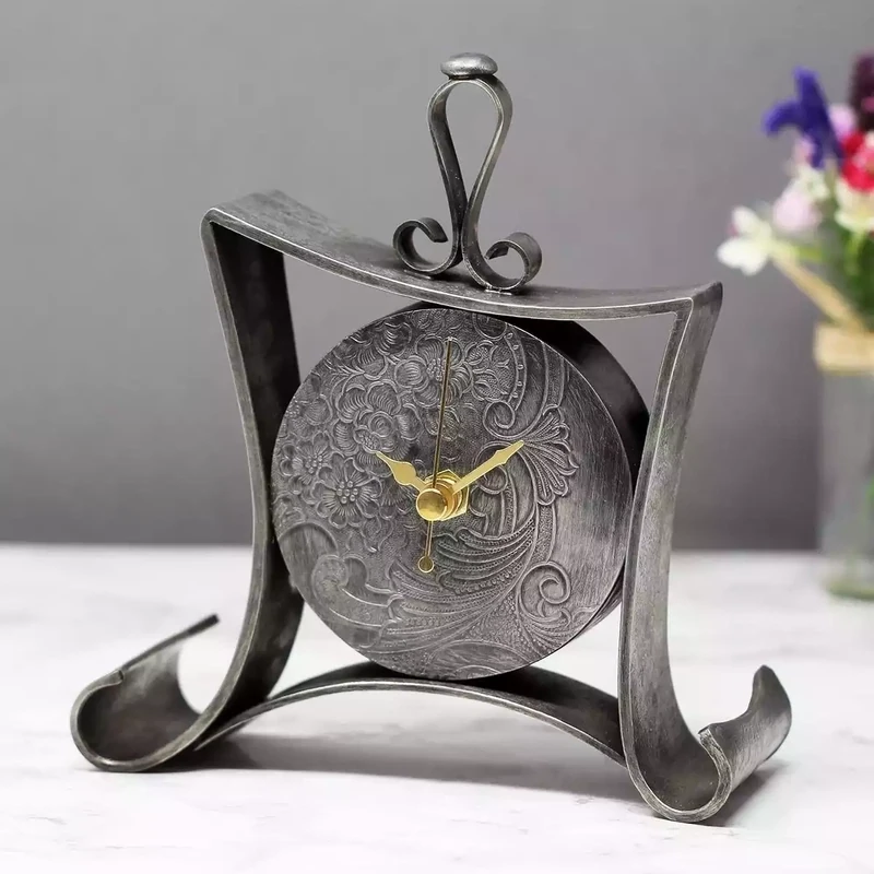 Scroll Pewter Carriage Clock by Jim Stringer