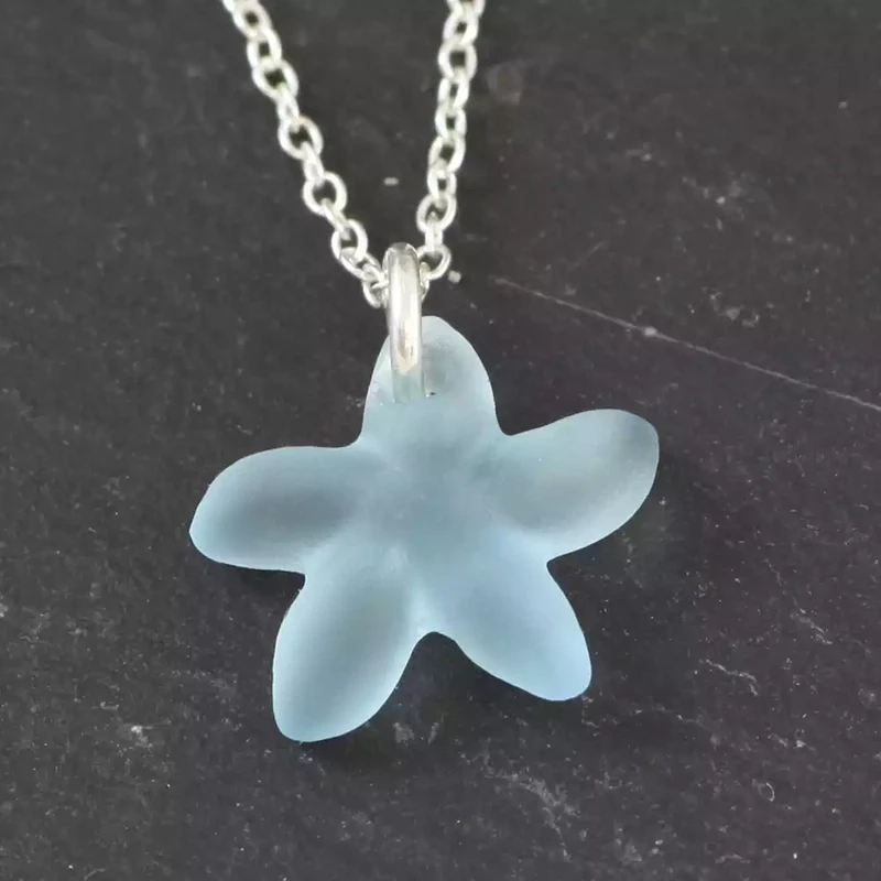 Sea Glass Starfish Silver Pendant - Light Blue by Gaynor Hebden-Smith