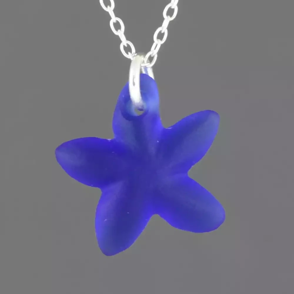Sea Glass Starfish Silver Pendant - Dark Blue by Gaynor Hebden-Smith
