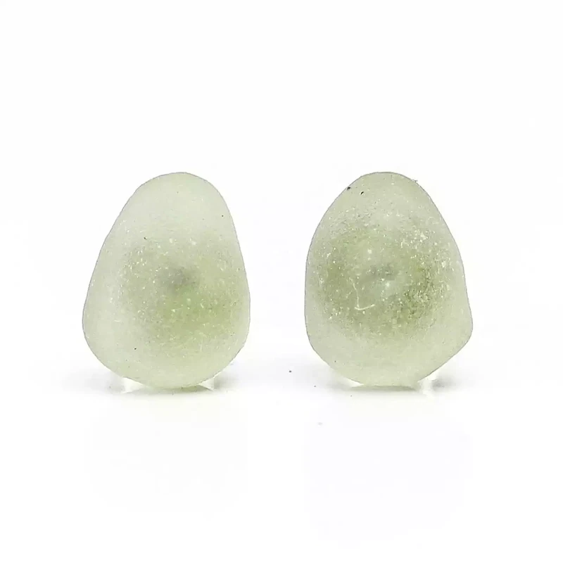 Sea Glass Stud Earrings - Small - Sea Green by Gaynor Hebden-Smith