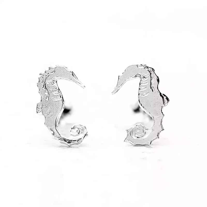 Seahorse Silver Stud Earrings by Amanda Coleman