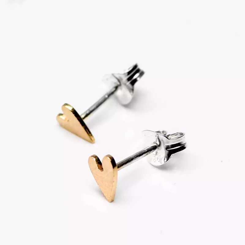 Scratchy Hearts 9ct Gold Stud Earrings by Fiona Mackay
