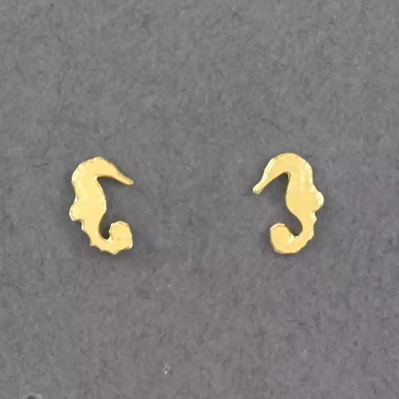 Seahorse 22ct Gold Plate Stud Earrings by Amanda Coleman