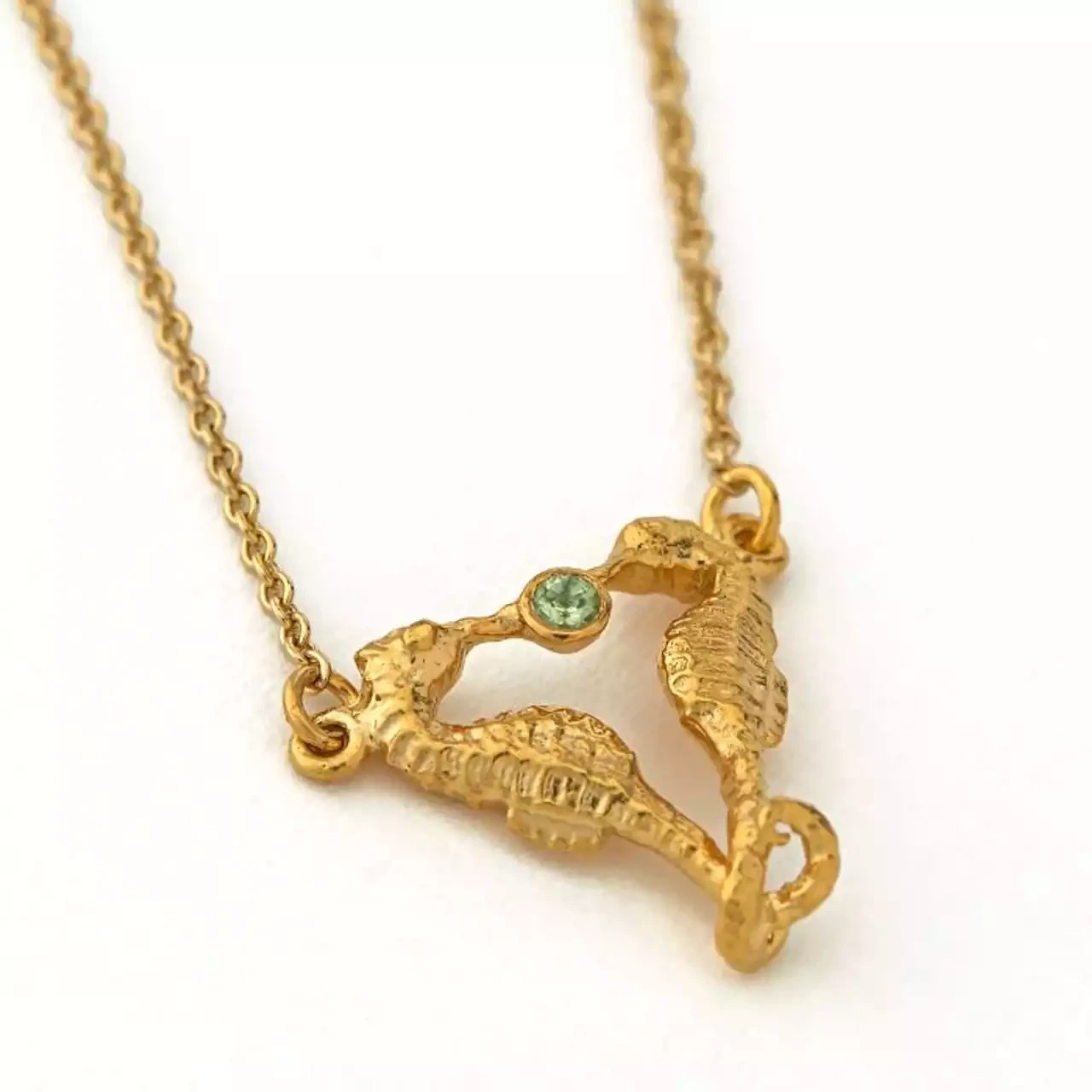 Seahorse Companion Necklace - Gold Plated with Peridot by Alex Monroe