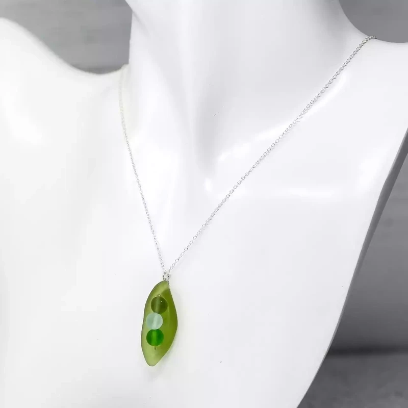 Sea Glass Pea Pod Pendant by Gaynor Hebden-Smith