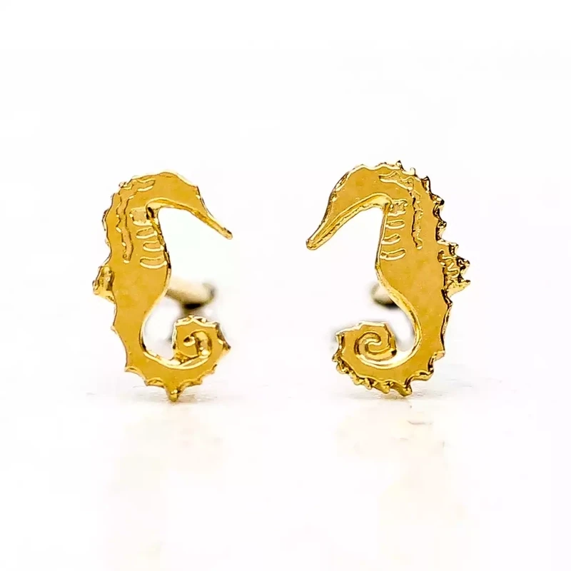 Seahorse 22ct Gold Plate Stud Earrings by Amanda Coleman