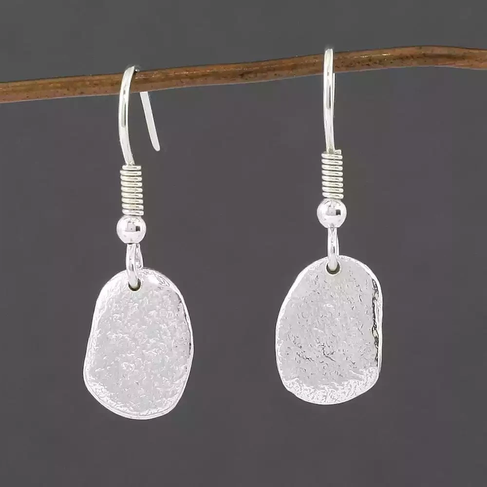 Silver Pebble Drop Earrings Small by Silverfish