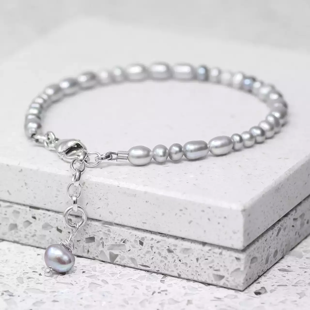 Silver Pearl Bracelet With Charm - Small by Fi Mehra