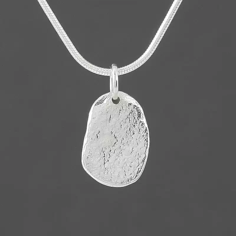 Silver Pebble Pendant - Small Flat by Silverfish