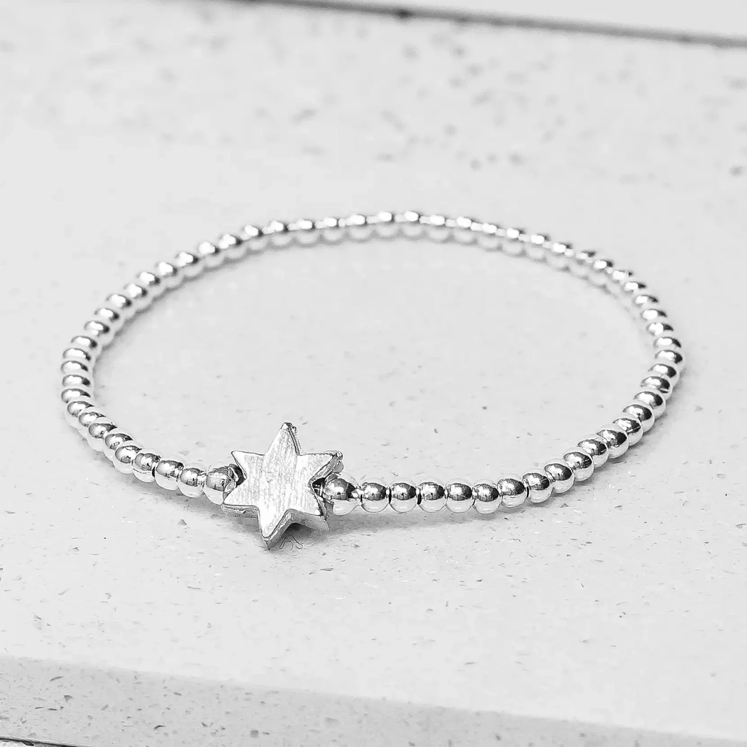 Seed Bead Bracelet With Pewter Star Charm - Just Because by Metal Planet