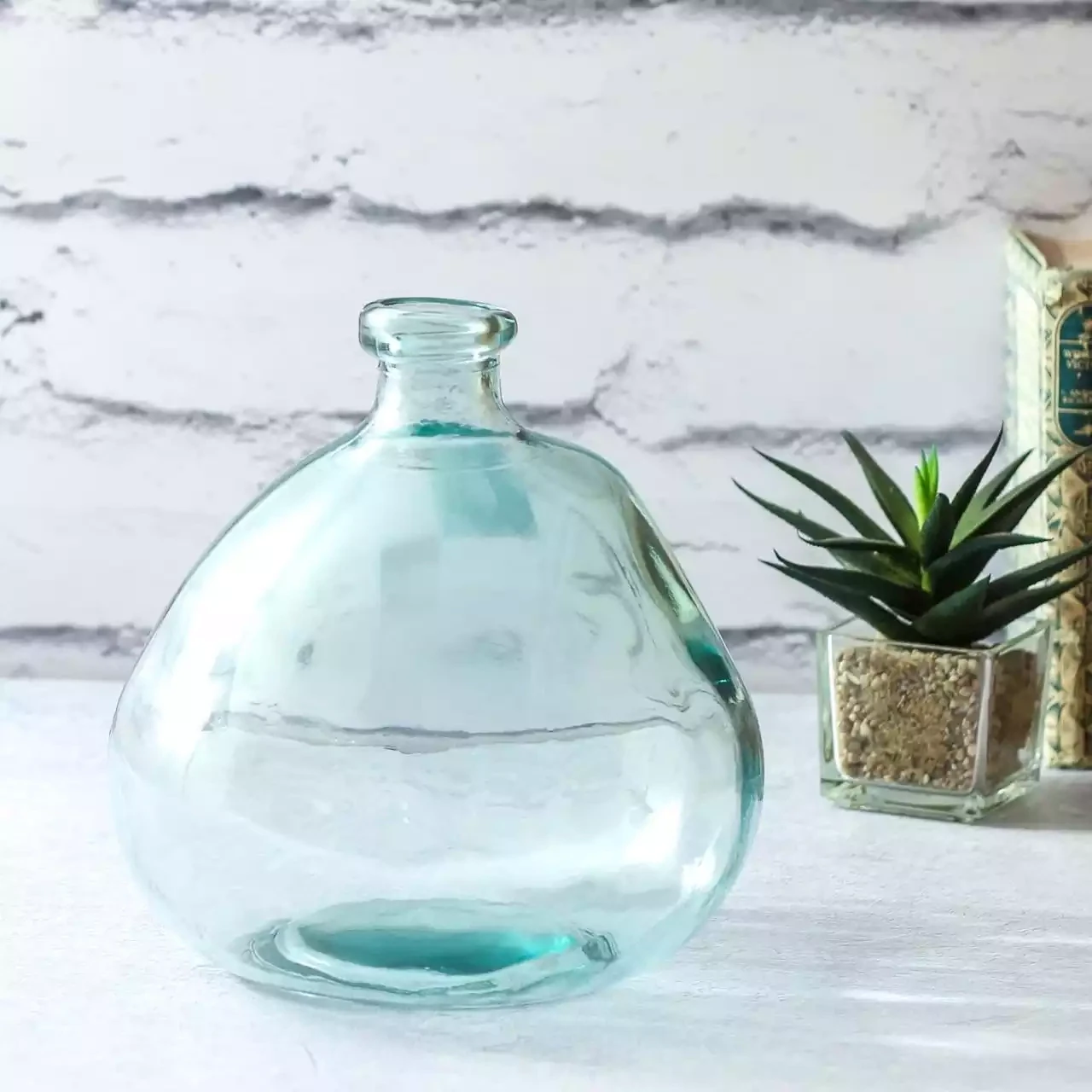 Simplicity Recycled Glass Vase - 23cm - Natural by Jarapa