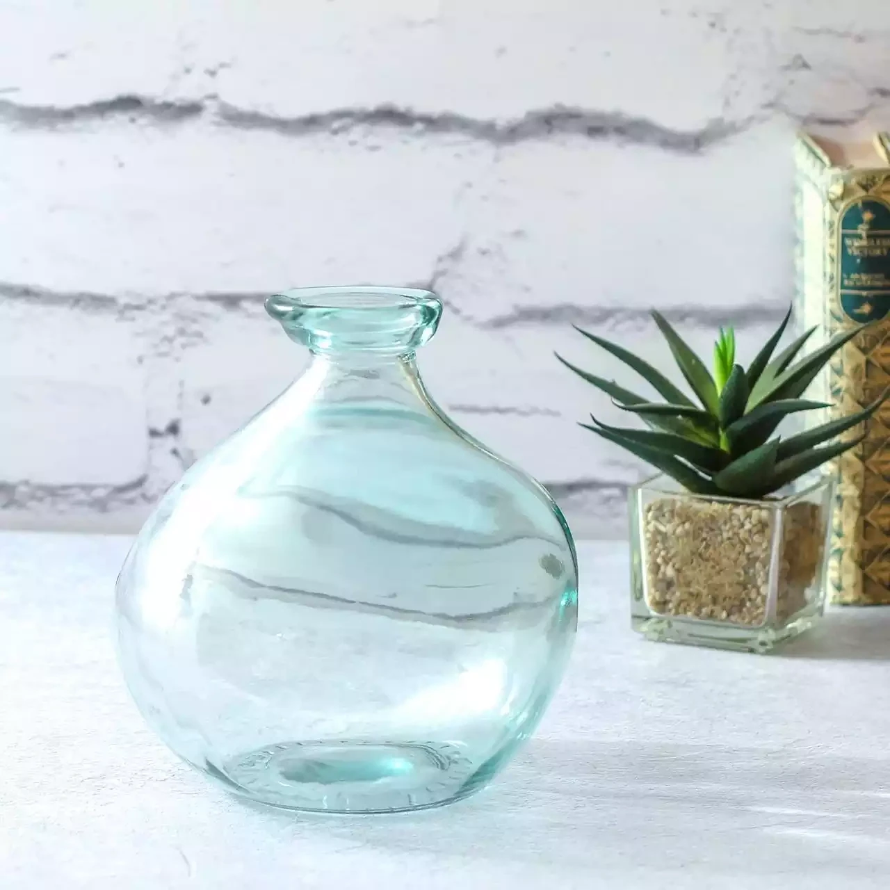 Simplicity Recycled Glass Vase - 18cm - Natural by Jarapa