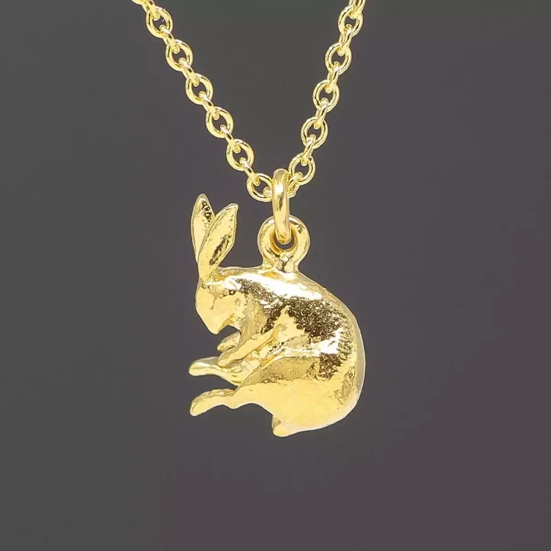 Sleeping Hare Necklace - Gold Plated by Alex Monroe