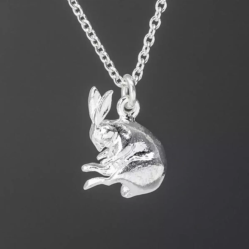 Sleeping Hare Necklace - Silver by Alex Monroe