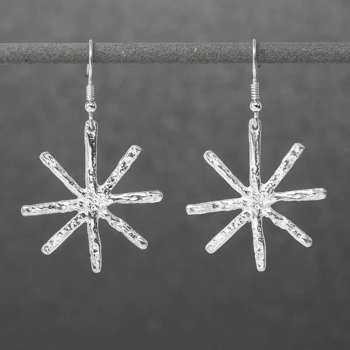 Snowflake Silver Drop Earrings - Medium by Silverfish