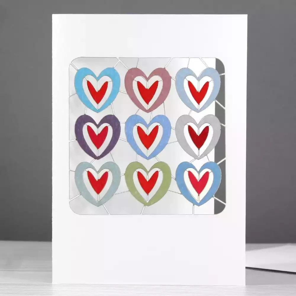 So Happy Nine Hearts Laser-cut Card by Ge Feng