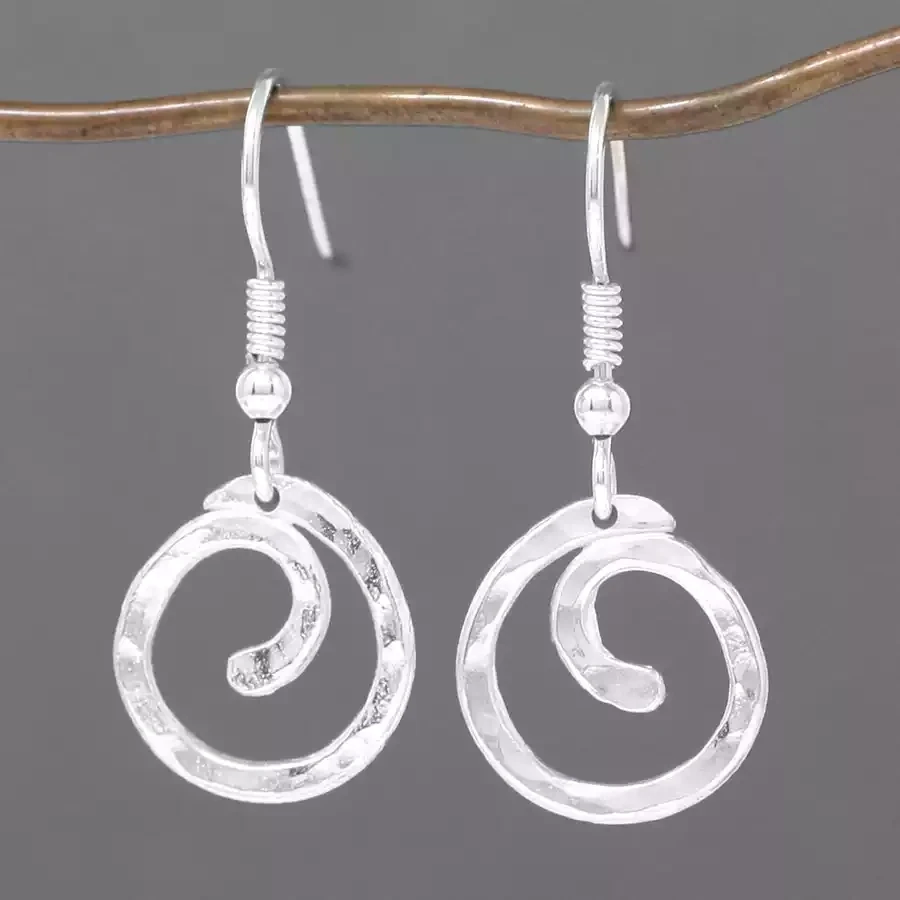 Spiral Drop Silver Earrings - Small by Silverfish
