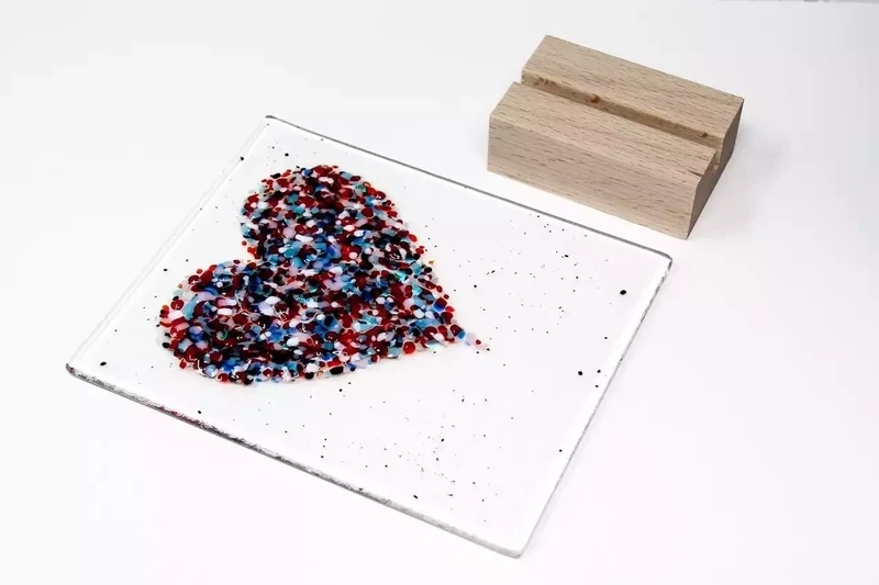 Square Standing Glass Heart - Multi Red by Jules Jules