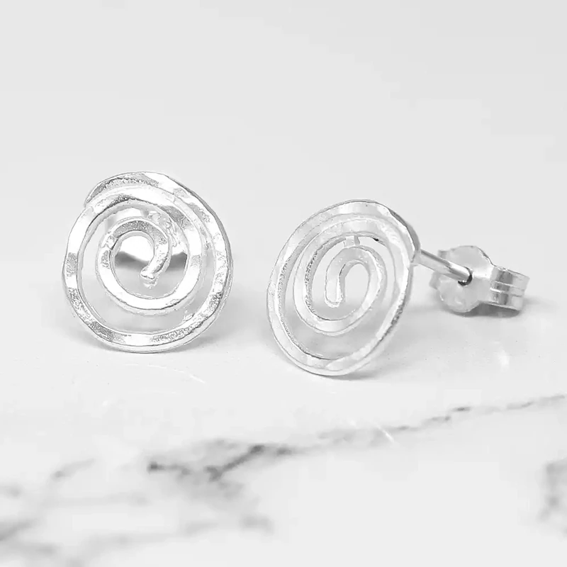 Spiral Silver Stud Earrings - Tiny by Silverfish