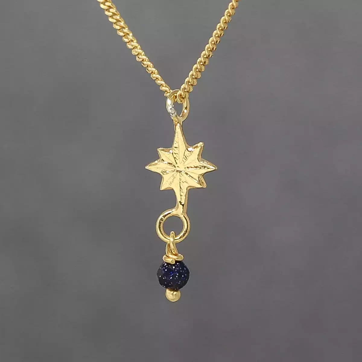 Star 22ct Gold Plate Pendant With Goldstone Charm by Amanda Coleman