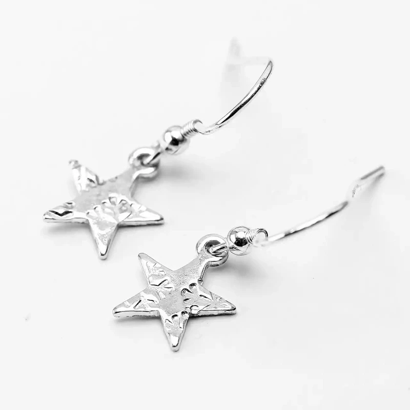 Star Silver Drop Earrings by Silverfish