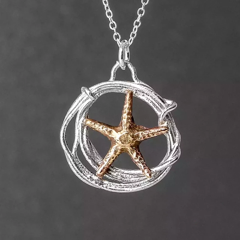 Starfish Silver and Bronze Small Pendant by Xuella Arnold