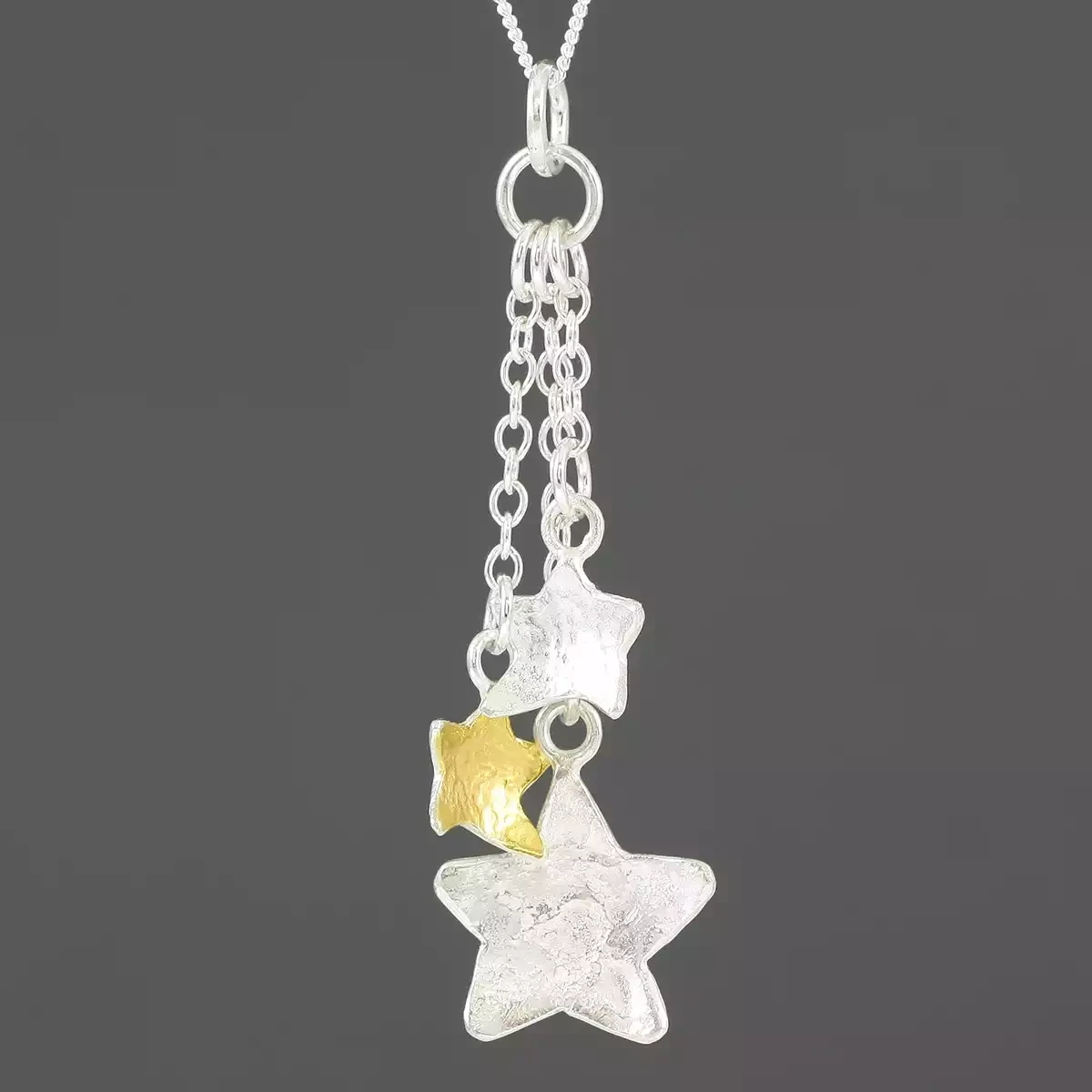 Stars Cluster Silver and Gold Plate Necklace by Fi Mehra