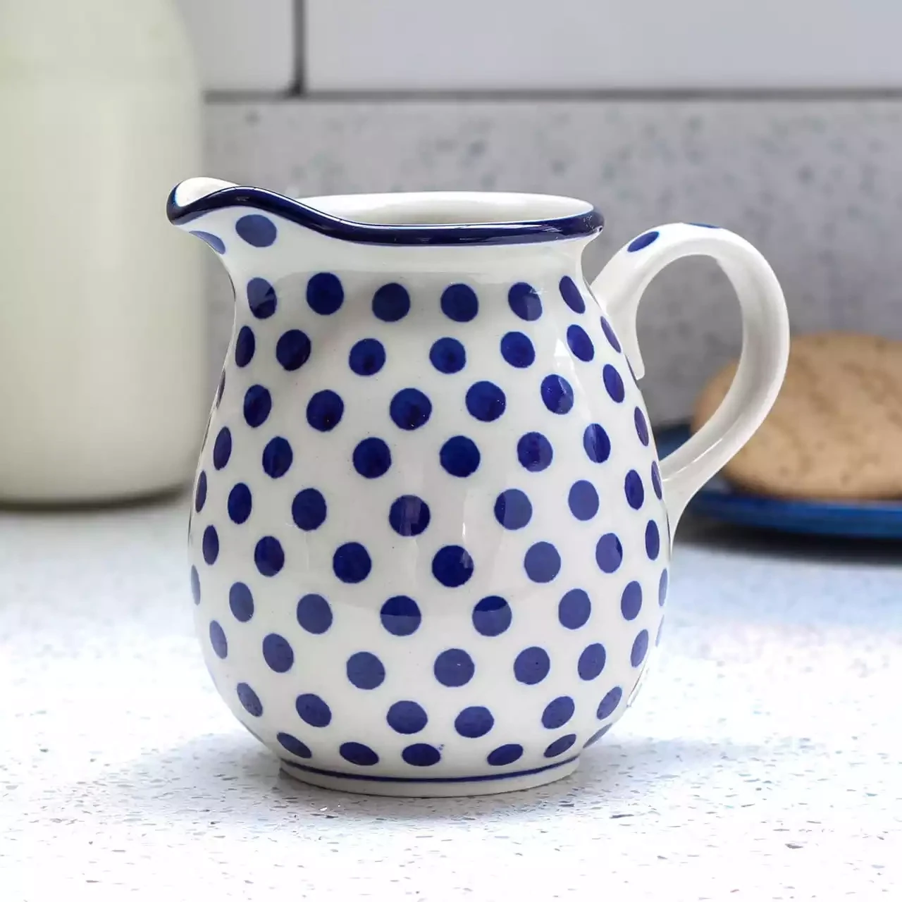 Stoneware Medium Cream Jug - Small Blue Dot by Artyfarty Designs