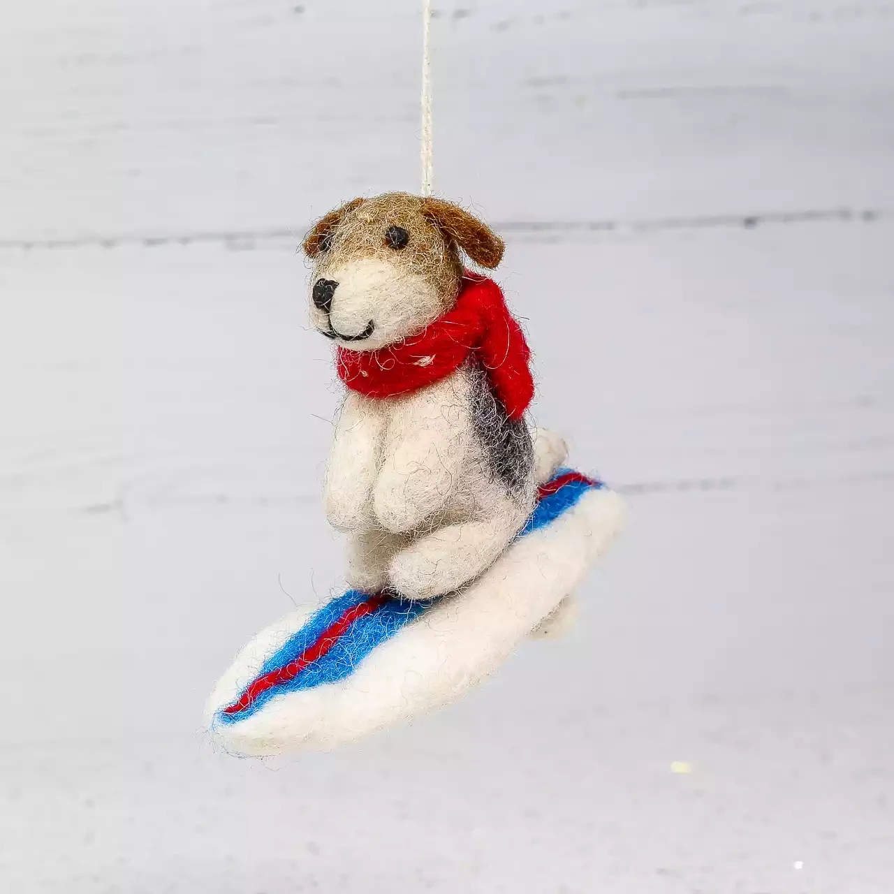 Surfer Fox Terrier Felt Hanging Decoration by Amica