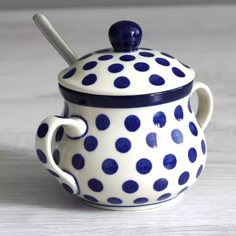 Stoneware Sugar Bowl - Small Blue Dot by Artyfarty Designs