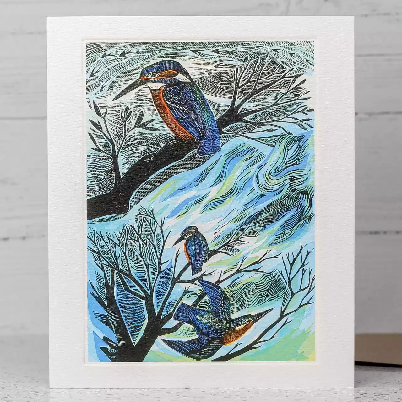Suffolk Kingfishers Card by Angela Harding