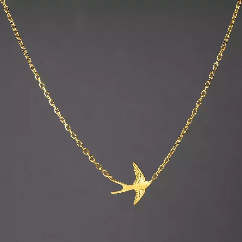 Swallow Gold Plated Silver Necklace by Amanda Coleman