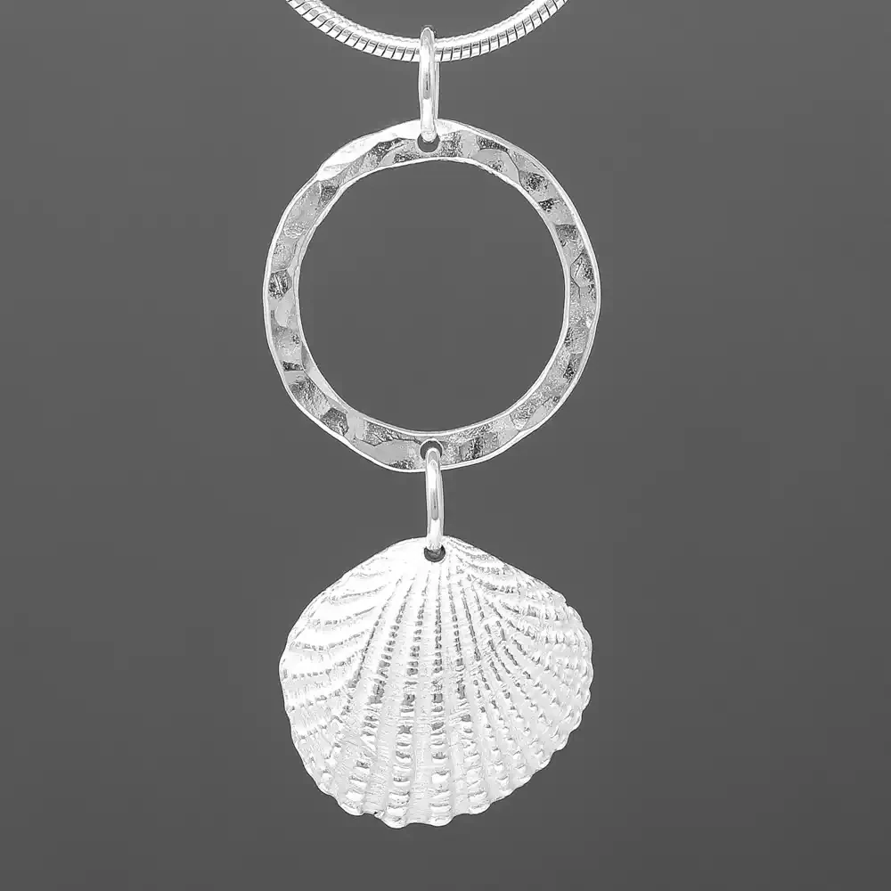 Thai Cockle and Circle Silver Pendant by Silverfish
