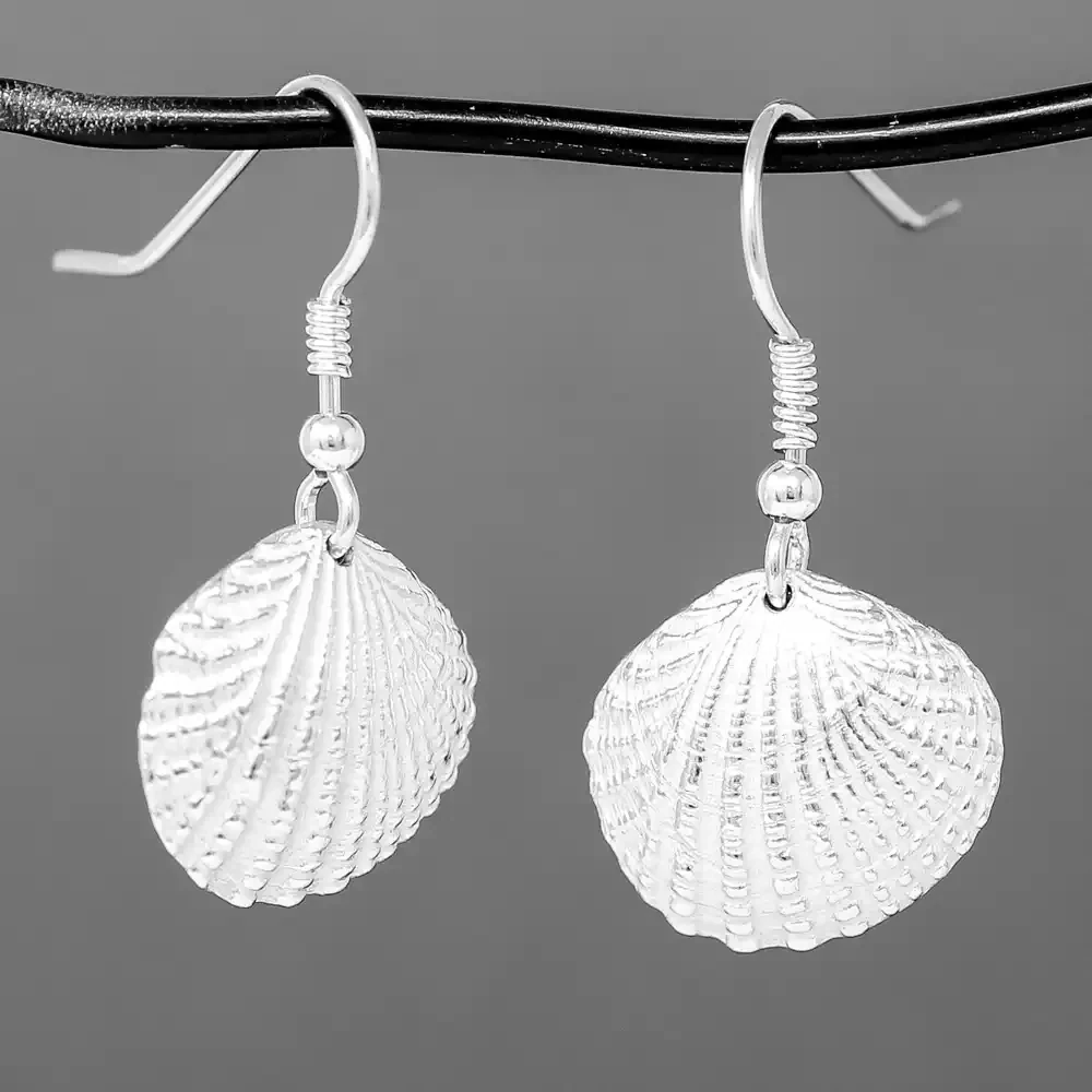 Thai Cockle Drop Earrings - Silver by Silverfish