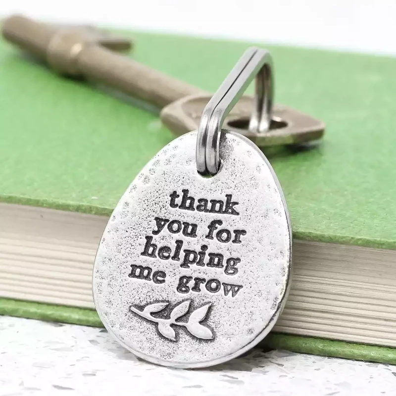 Thank You for Helping Me Grow Pewter Keyring by Kutuu