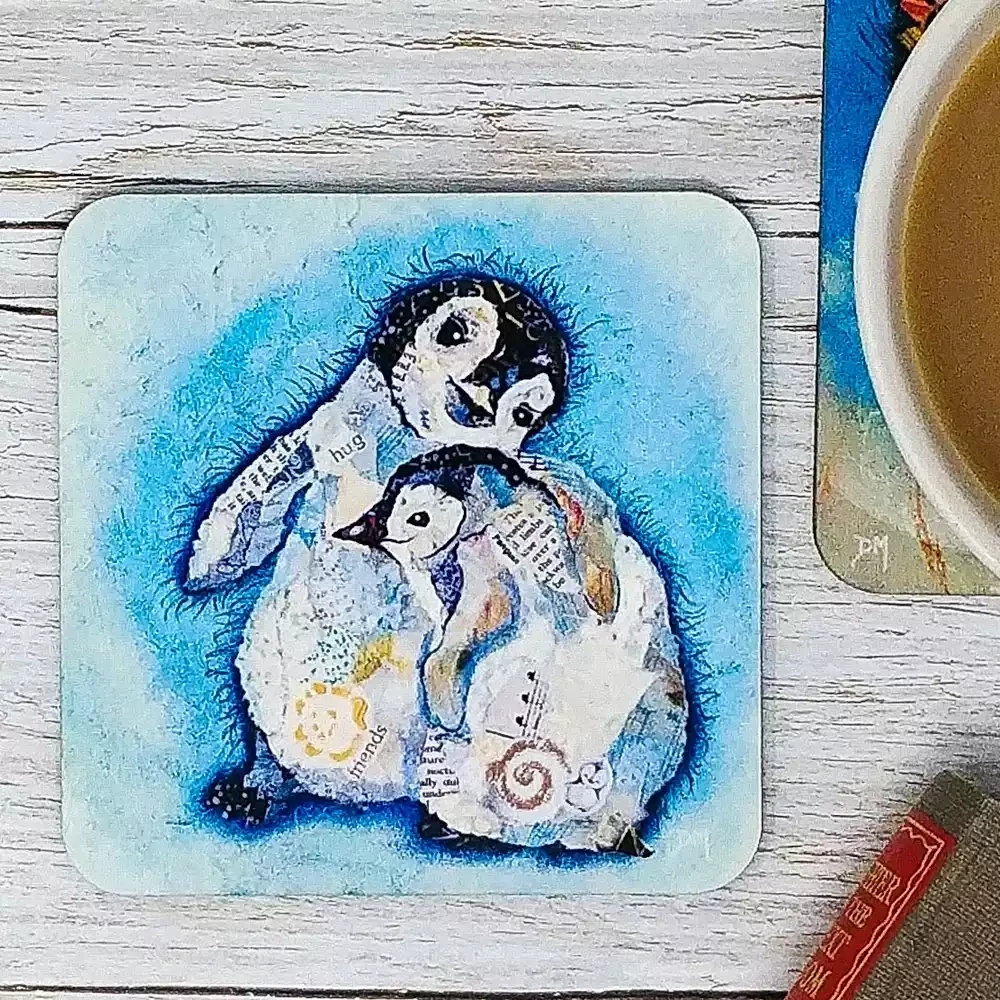 the hug penguin coaster by dawn maciocia