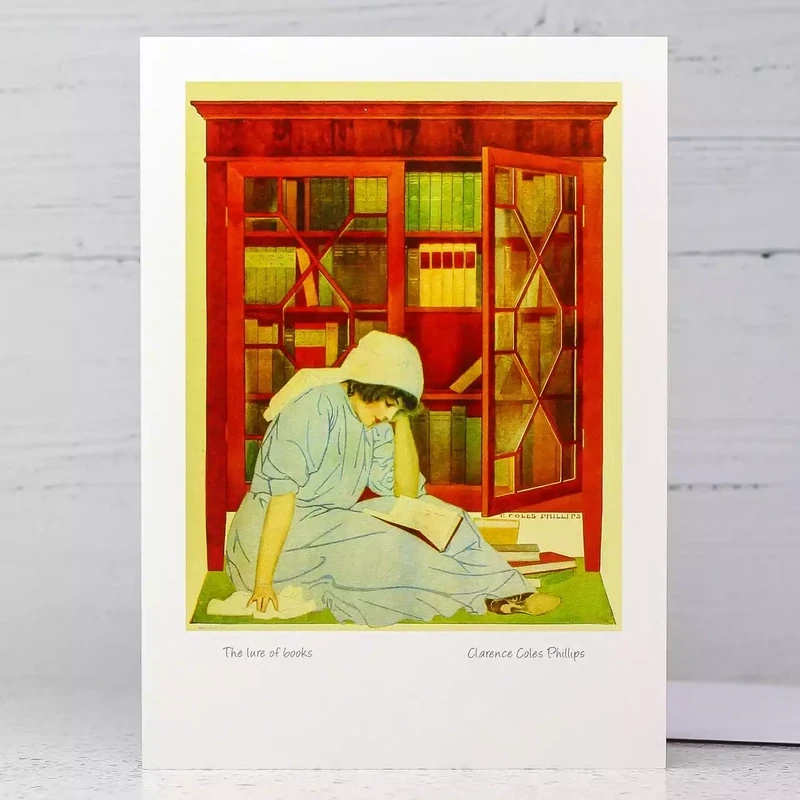 The Lure of Books Card by Clarence Coles Phillips